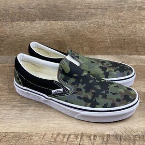 VANS Classic Slip On Rain Camo Skate Shoes Sneakers Green Mens 7 Womens 8.5 NEW